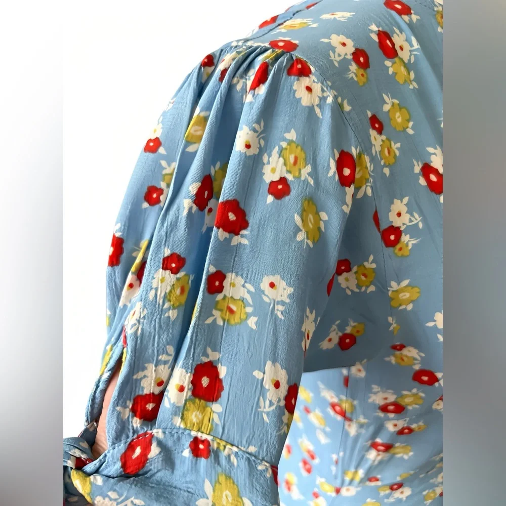Faithfull The Brand Erin Midi Dress – Blue Ditsy Floral – Size 2 (XS) - Picture 8 of 8